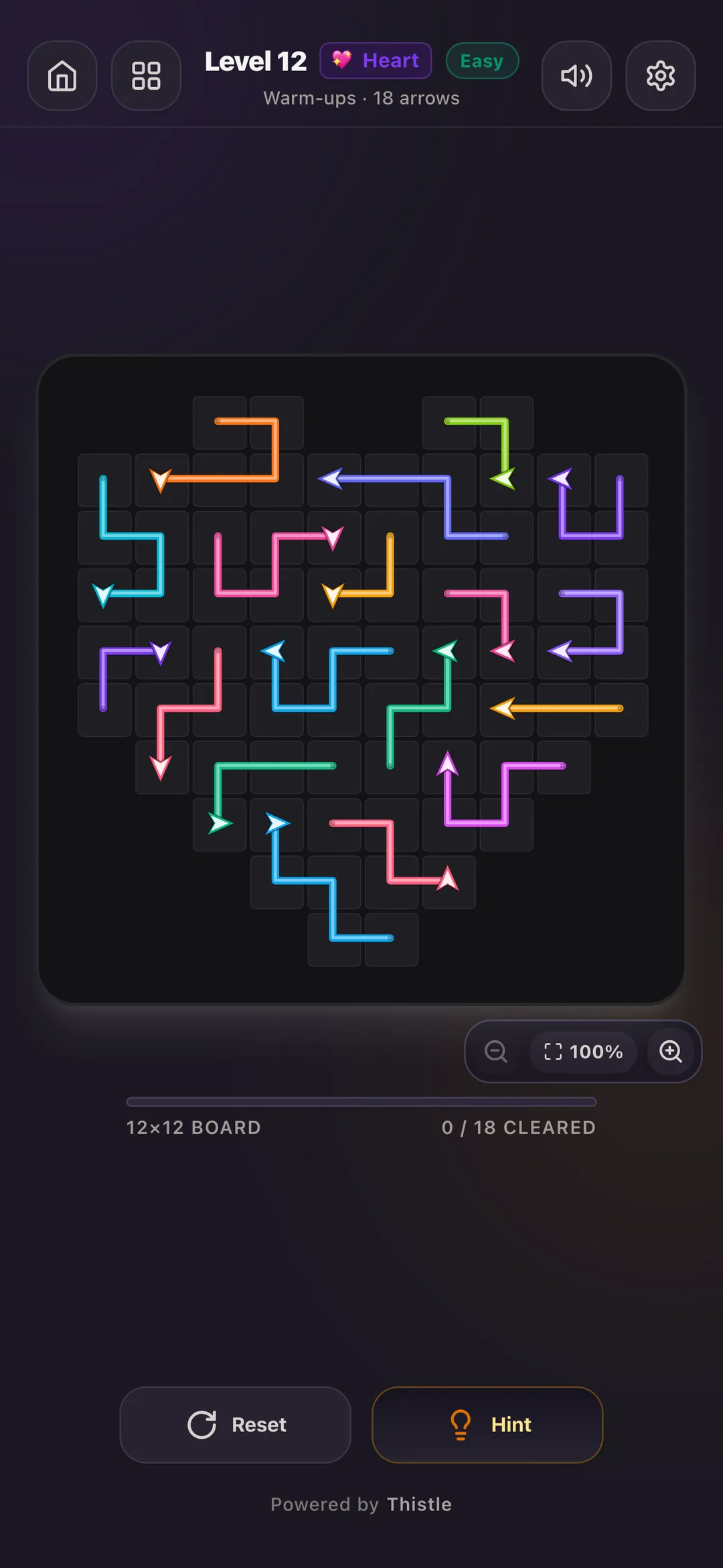A heart-shaped board in dark mode