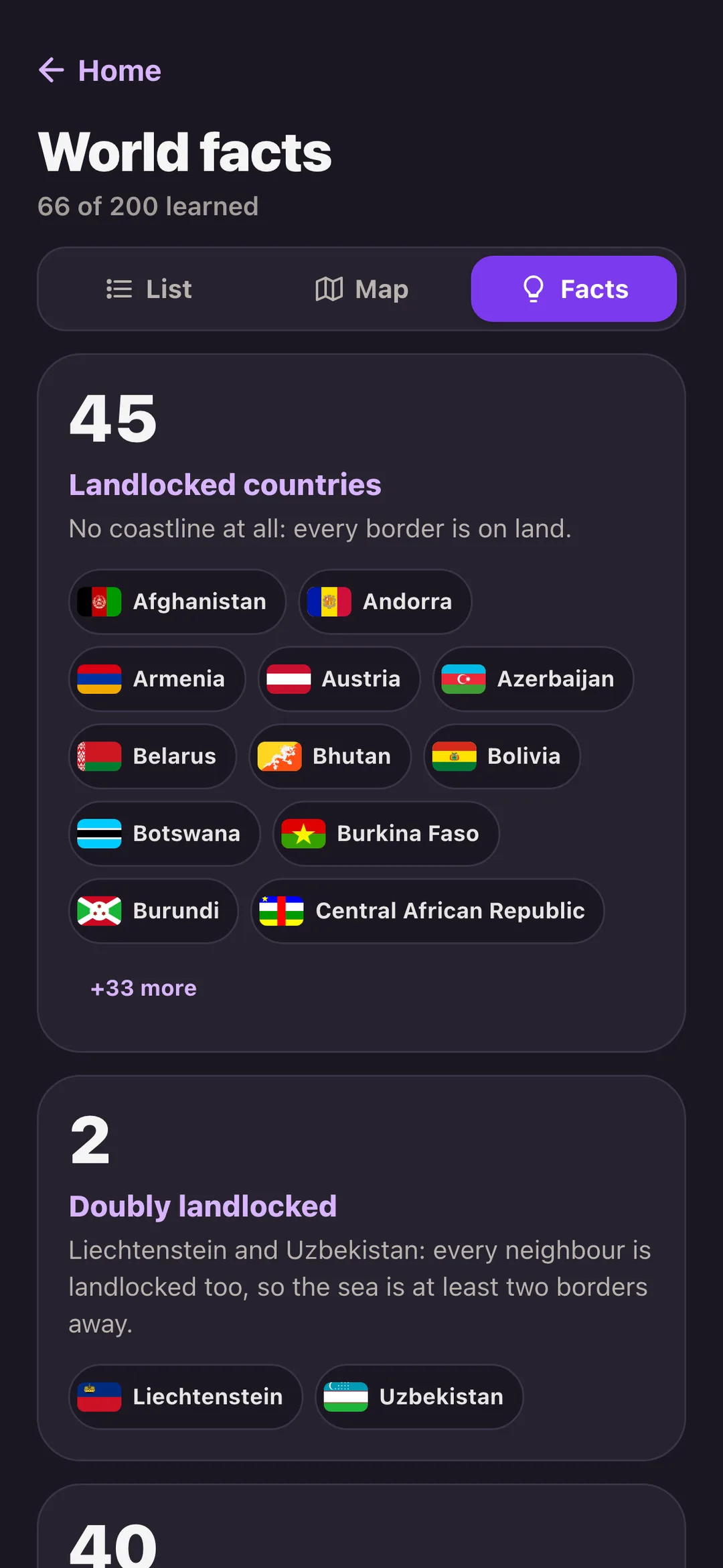 World facts: 45 landlocked countries, with their flags