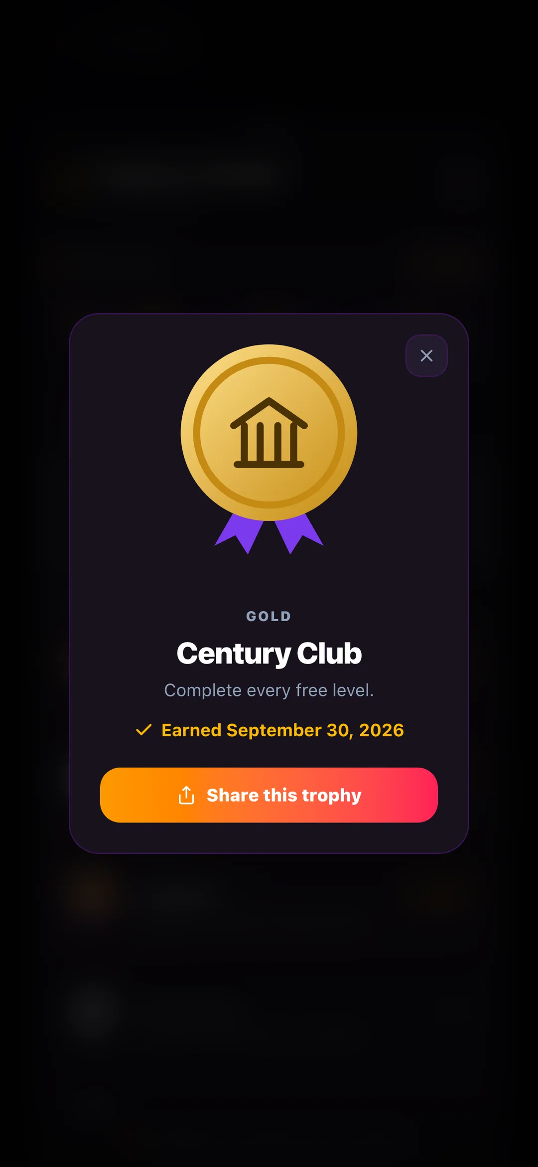 A gold trophy, ready to share as a picture