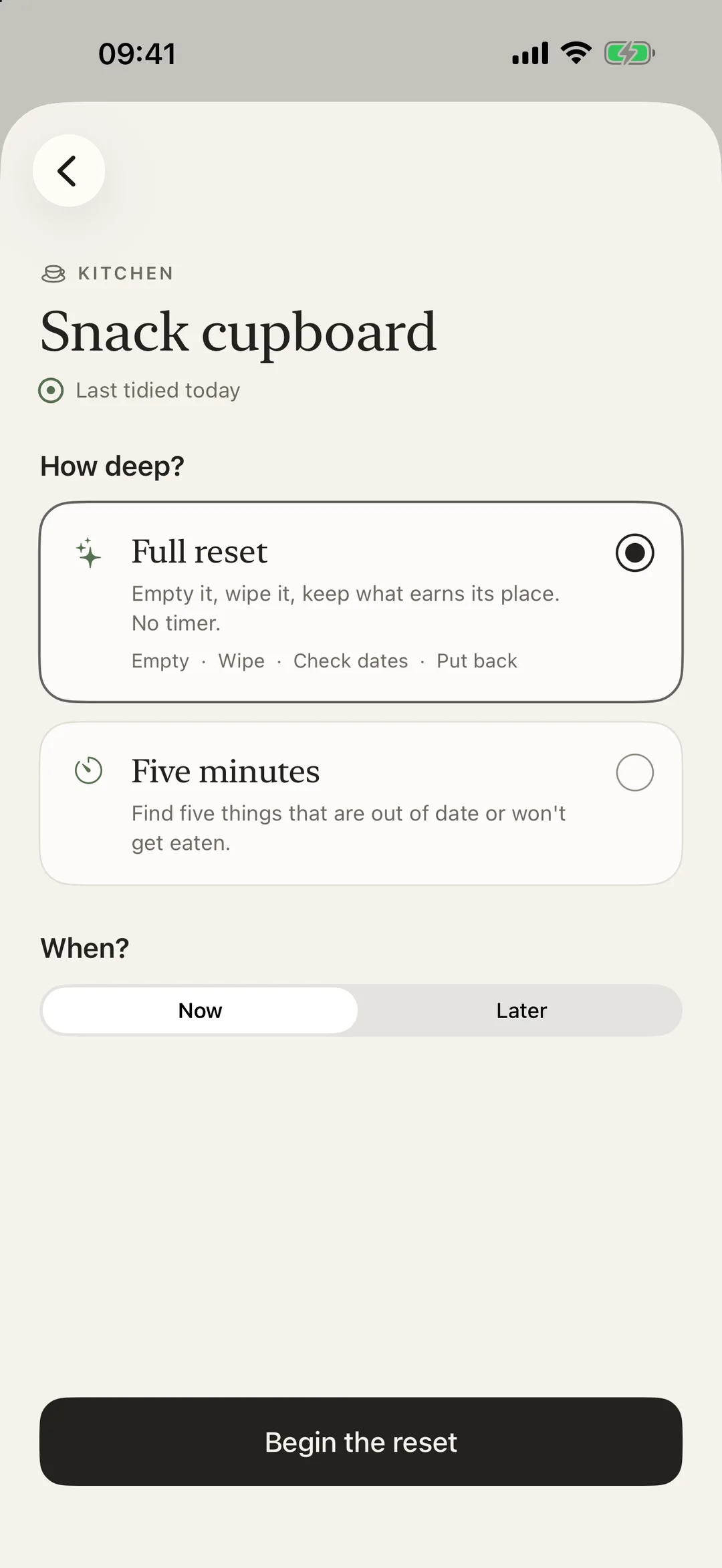 Choose how deep to go: a full reset or five minutes, now or later
