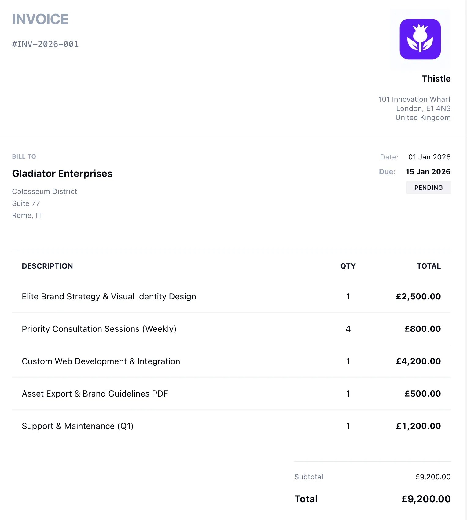 Thistle Invoice Editor