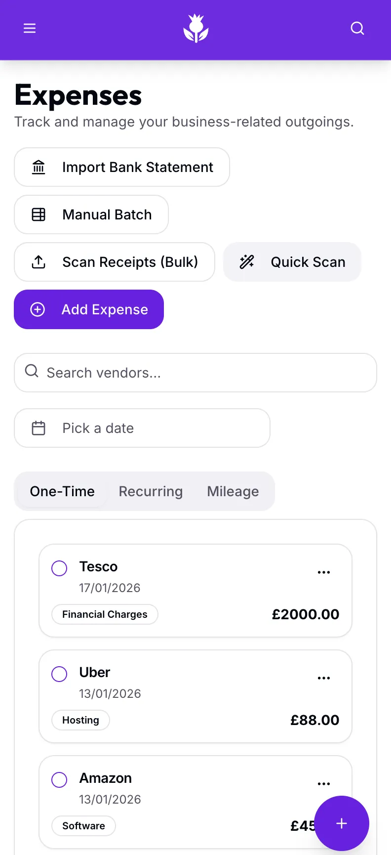 Thistle Expense Scanning